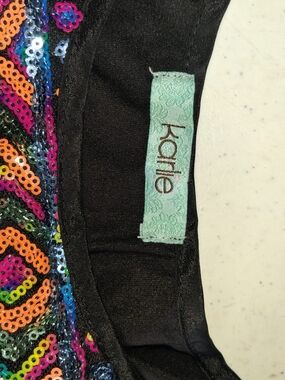 Karlie Black Skirt with Multicolor Sequin Pattern